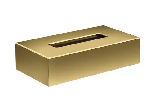 Kosmetiktuchbox mit glänzender Oberfläche in Goldoptik, rechteckig und funktional, hergestellt von AXOR.